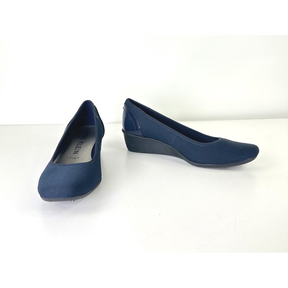 Anne Klein Shoes Blue Wedge Heel Pumps Comfort Iflex AKWISHER2 Womens 7.5‎ M